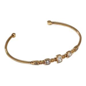 Nadri Womens Cece Flexi Cuff Bracelet Gold-Tone Cubic Zirconia New